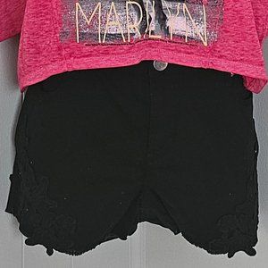 Black Rose embroidered shorts